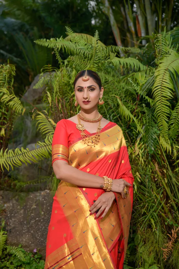 ORANGE_PURE_SILK_PAITHANI_SAREE